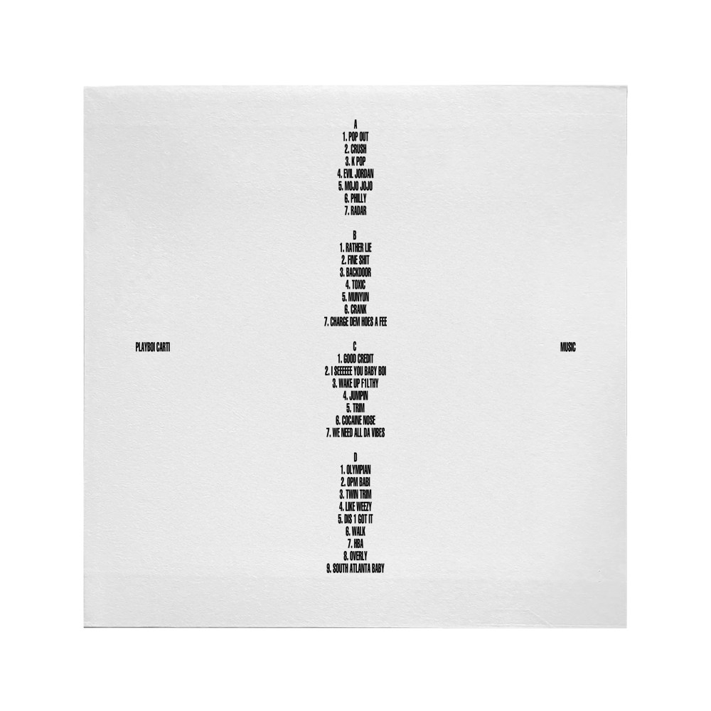 Playboi Carti: Music White 2LP Vinyl